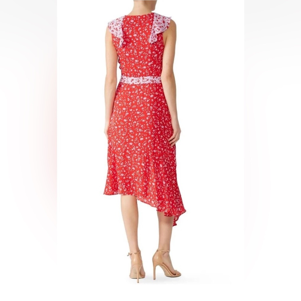 Parker Jennifer Combo faux-wrap dress in a red and lilac floral print size 0 - Picture 2 of 11